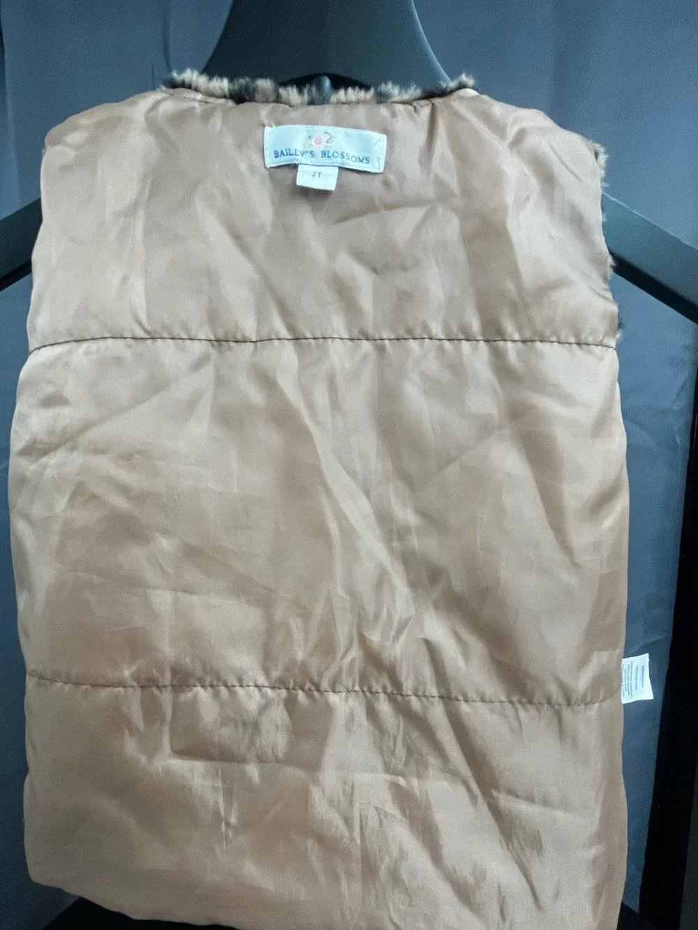 Kids Faux Fur Leopard Print Vest - Tan/Black